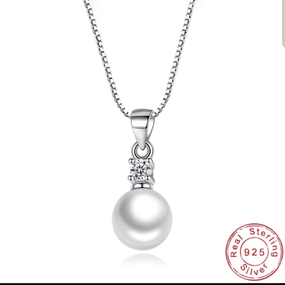 NEW 925 sterling silver Pearl necklace - Picture 4 of 7